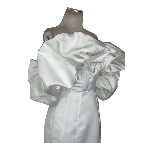 Line & Dot Samara Dress in Off White Small New Womens Ruffle Midi Cocktail Bride - Picture 5 of 16